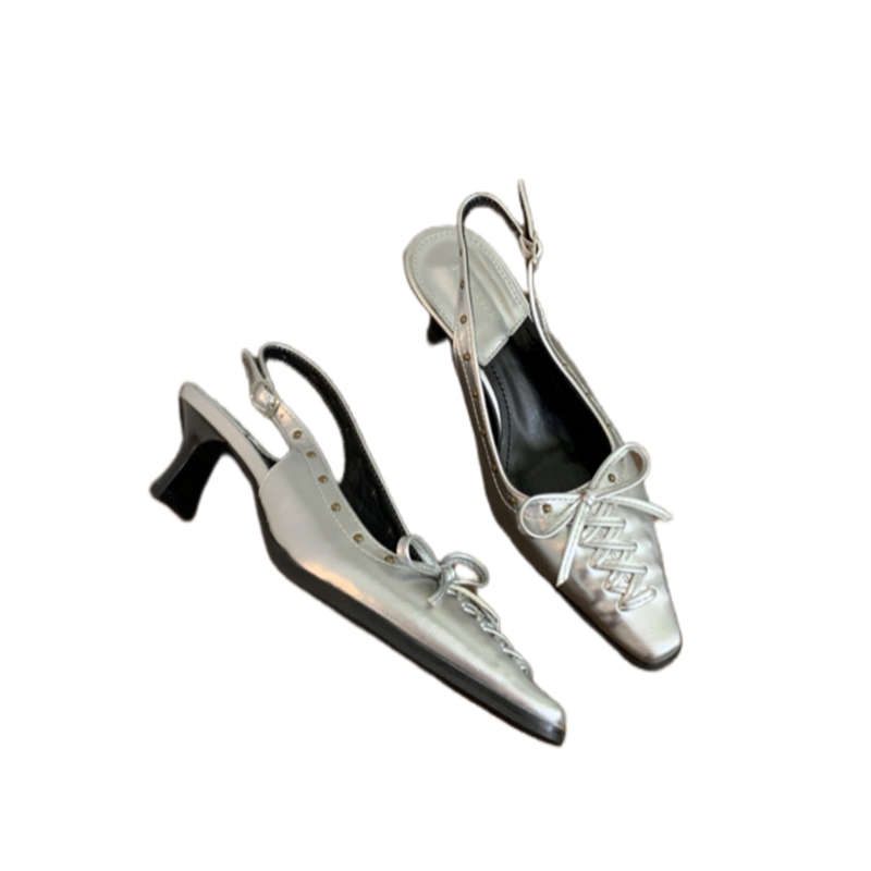 Women's Pointed Toe Mule Sandals with Cross Straps - Soft Leather Slip-On Low Heel - Image 5
