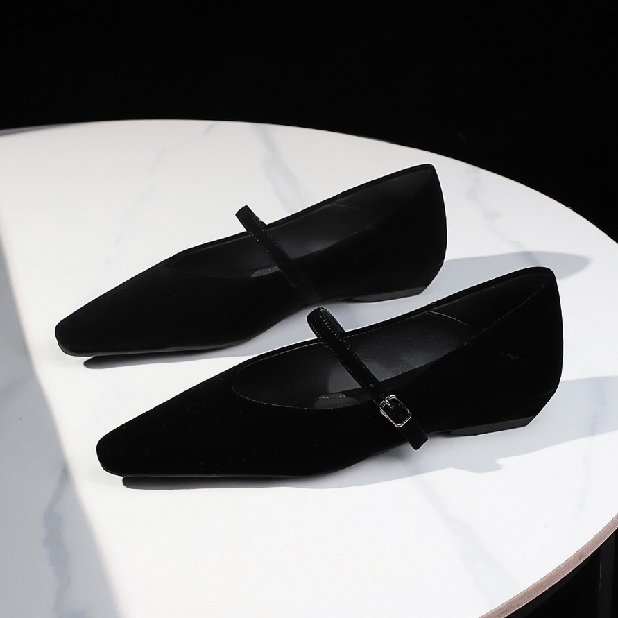 Korean Style Pointed Toe Low Heel Shoes Women's Wedge Sandals with Ankle Strap - Image 4