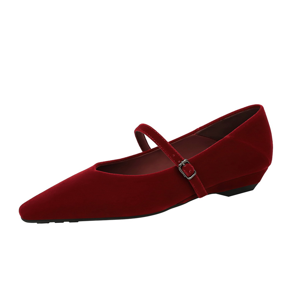 Korean Style Pointed Toe Low Heel Shoes Women's Wedge Sandals with Ankle Strap - Image 5