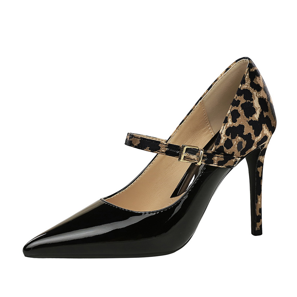 BIGWOOD Women's European American Style Sexy High Heel Shoes Ankle Strap Pointed Toe Leopard Print Satin Slingback Pumps - Image 5