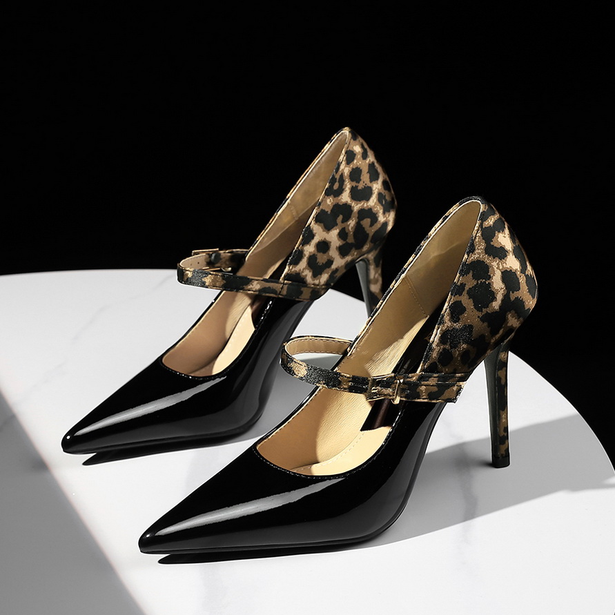 BIGWOOD Women's European American Style Sexy High Heel Shoes Ankle Strap Pointed Toe Leopard Print Satin Slingback Pumps - Image 3