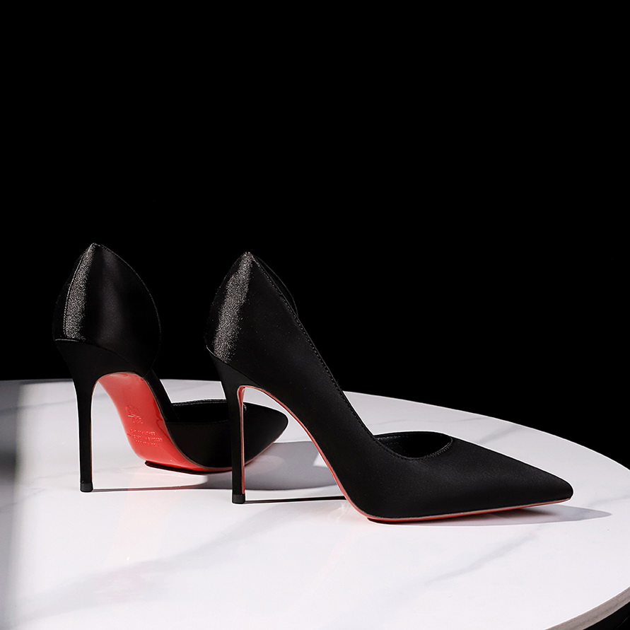 BIGWOOD Women's Satin Pointed Toe Slip On Heels Side Cutout Stiletto Shoes 10cm
