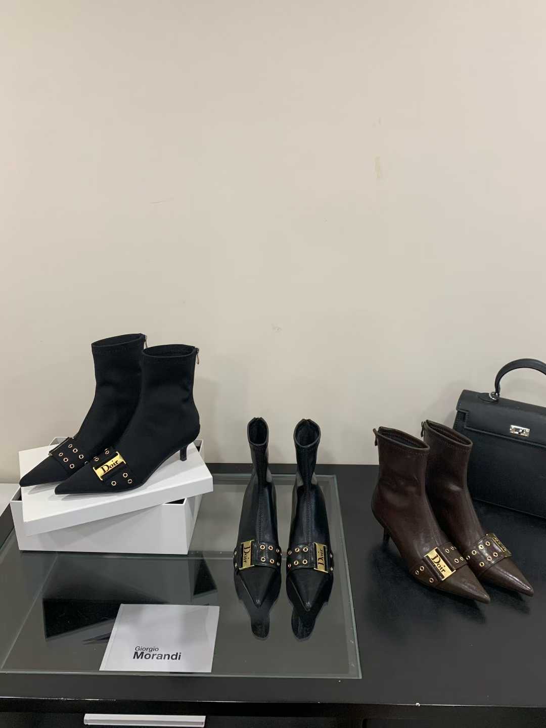 2026 European American Fashion Belt Decorated Pointed Toe Fashion Boots Stiletto Heel Short Boots Women Temperament Elastic Boots