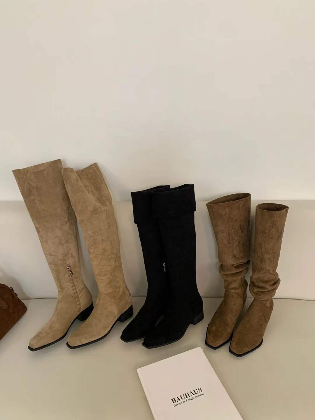 2026 Autumn Winter New Chunky Heel Pointed Toe Stacked Boots Temperament Side Zipper Two-Way Long Boots Over Knee Women's Long Boots