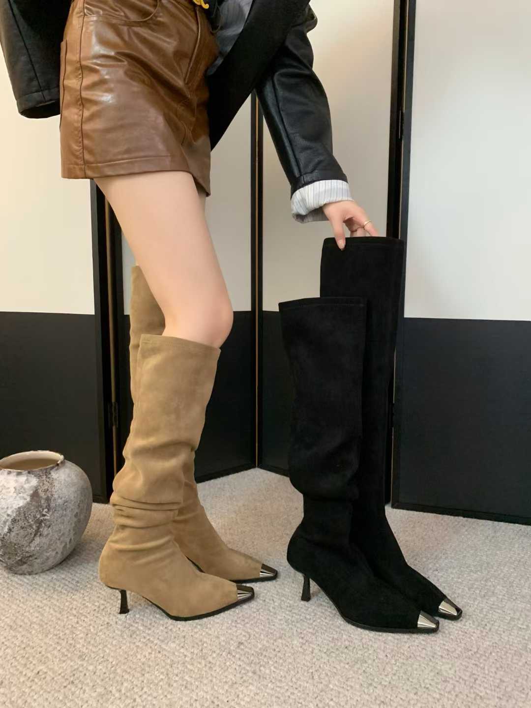 French Style High Heel Over Knee Boots for Women 2026 Metal Head Slim Fit Street Style